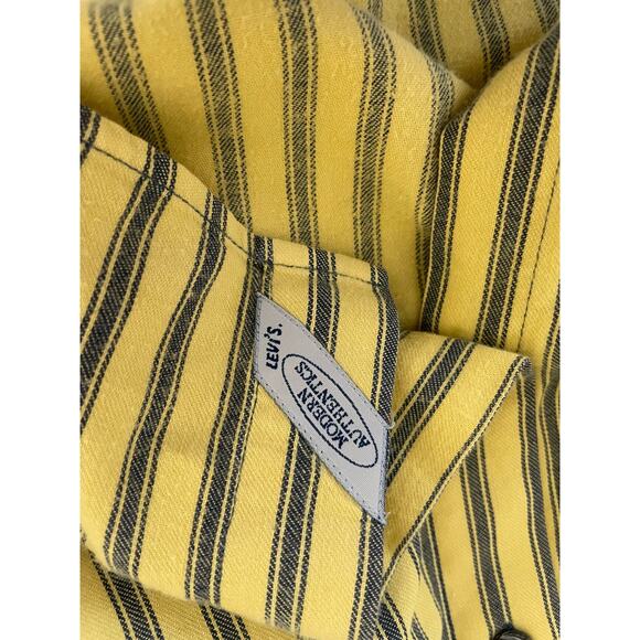 Levis Mens Shirt M Yellow Stripe Cotton Button Up Casual Office Western Rodeo - Picture 9 of 14